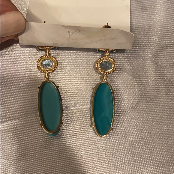 Crystal topaz and gemstone earrings 2” drop - Picture 6 of 7